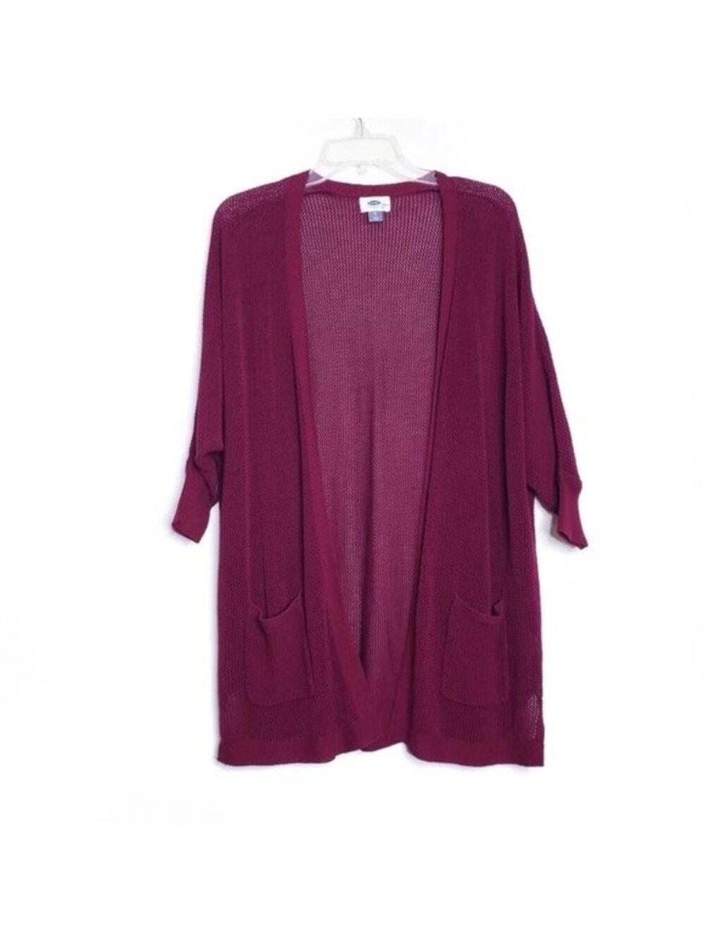 Old Navy Burgundy Red Open Knit Dolman Sleeve Cardigan Sweater Womens Size Small